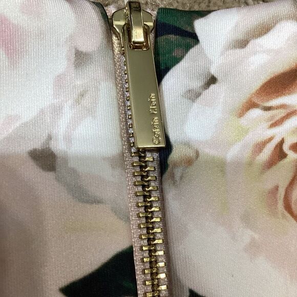 Calvin Klein Floral Print Scuba Sheath Blush Multi Colored Crew Neck Dress - Picture 8 of 11